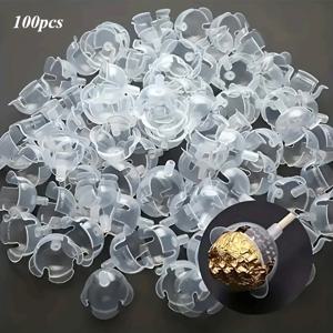 TEMU 100개 투명 플라스틱 초콜릿 볼 스탠드 - DIY 캔디 꽃다발 홀더, 발렌타인데이 선물 포장 및 공예용 플로럴 캔디 디스플레이 스탠드, 공예용 꽃대 받침