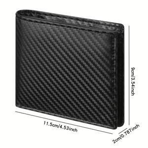 TEMU 남성용 지갑 - 초극세사 가죽, 도난 방지 기능, ID 카드 창 2개가 있는 이중 접이식 디자인