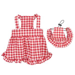 TEMU 2개 세트 블랙 앤 화이트 체크 무늬 펫 드레스 + 헤어밴드, 폴리에스터 소재 풀오버 스타일 강아지 옷, 손세탁 전용, 소형견 및 고양이용