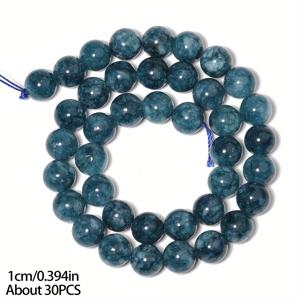 TEMU 6/8/10mm 천연 블루 칼세도니 비즈 & 구슬 세트, 매끄러운 라운드 스페이서 비즈 - 여성 남성 축제 선물용 주얼리 만들기 소품 (팔찌 목걸이 재료)