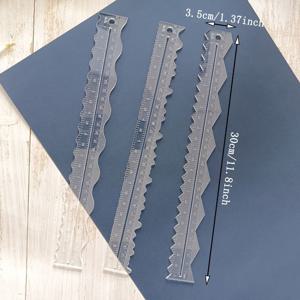 TEMU 3개 고품질 종이 자르기 자, 가볍고 내구성 강하며 사용하기 쉬운 DIY 공예용 정밀 파우치 및 웨이브, 리플, 가장자리 만들기