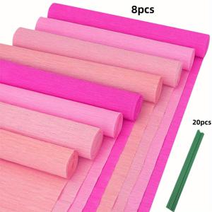 TEMU 8장 크레페지 세트 - 4가지 로맨틱 컬러 핸드메이드 공예용 주름 종이