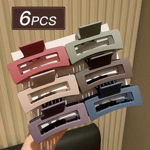 TEMU 여성을 위한 빈티지 단색 헤어 클립 6개 세트, 다채롭고 스타일리시하며 사용하기 쉬운 사각 헤어 클로 콤비네이션, 데일리 캐주얼 업스타일에 적합, 여성의 일상 생활에 완벽, 고급스럽고 혁신적인 헤어 액세서리로 간편하게 하이번을 연출