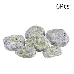 TEMU 6개/팩, 사계절 정원 및 DIY 자연 풍경 장식에 완벽한 생생한 인조 돌 - 내구성 있는 플라스틱 공예용 돌, 자연 회색, 실내/외부 꽃 장식 및 창의적 프로젝트에 이상적, 풍경 장식용 돌