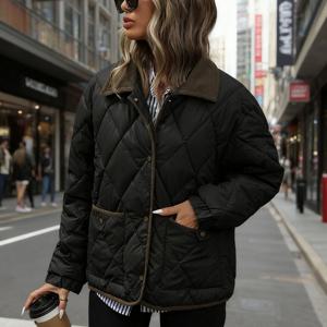 TEMU 여름용 신상 여성 패턴 재킷, 짧고 루즈핏, 컬러 블로킹 디자인의 따뜻하고 두꺼운 겨울용 재킷