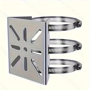 TEMU 보안 카메라용 범용 스테인리스 스틸 벽걸이 브래킷 1개, Hikvision 및 Dahua에 적합, 실외 감시 및 가로등 기둥용으로 설계 - 3개의 스틸 링이 있는 튼튼한 폴 마운트 릴레이 플레이트