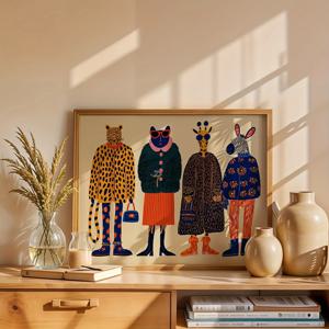 TEMU 1개 프레임리스 캔버스 포스터, 빈티지 예술 추상 패션 동물 아트 프린트 벽 장식 침실 거실 주방 복도 모던 이상적인 크리스마스 홈, 장식 벽 아트, 벽 아트 장식, 벽 아트 장식