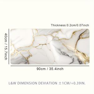 TEMU 화이트 앤 골든 마블 대형 마우스 패드, 고화질 데스크 매트 (컴퓨터용), 천연 고무 재질 키보드 패드, 미끄럼 방지 사무실 마우스 패드, 데스크 액세서리, 남자친구 또는 여자친구를 위한 선물로 완벽, 크기 35.4X15.7인치