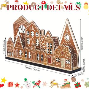 TEMU 크리스마스 징글브레드 하우스 탁상 장식 (밝은 색상의 나무 크리스마스 마을 센터피스 포함), 러스틱 코티지 스타일의 축제 식탁 장식에 완벽 (전원 필요 없음)