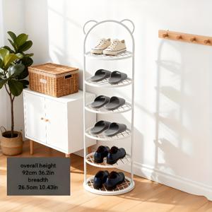 TEMU 곰돌이 귀 메탈 신발 정리대 - 복도 수납 선반, 도구 불필요 및 간편한 설치, 다양한 방 유형에 적합, 공간 절약 (3가지 색상으로 제공, 3-8단 선택 가능)
