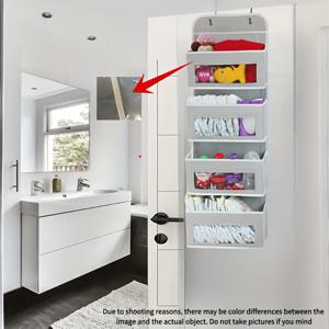 TEMU 4/5단 헤비듀티 패브릭 도어 행잉 스토리지 정리대 - 조절 가능한 선반 & 도어 후크 포함 - 공간 절약형 방, 욕실, 주방 선반 (기저귀, 장난감, 필수품용) - 내구성 강한 도어 장착형 선반 유닛