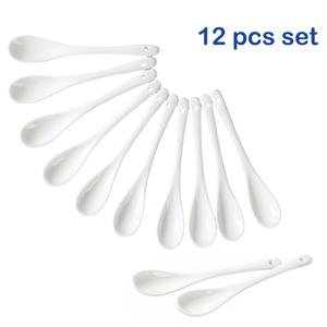 TEMU 세라믹 스푼 12개 중 8개, 커피攪拌 스푼, 창의적인 긴 손잡이 12.98 Cm 흰색 도자기 스푼, 수프 스푼, 조미료 티스푼, 스푼, 주방용품