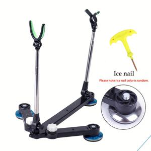 TEMU HQZOOMEE 아이스 피싱 낚싯대 지지대 낚시 선반 접이식 확장형 아이스 피싱 장비 조절 가능한 래프트 낚시 브래킷 튼튼한 조절식 낚싯대 바닥 스탠드 홀더 보트 낚시 의자 추가 장치