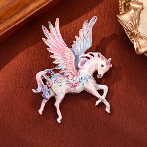 TEMU 유럽 및 미국 스타일 신화 속 페가수스 브로치 - 3가지 색상 선택 가능, 브로치, 영묘한 3D 효과, 인조 에나멜 동물 페가수스, 의류 및 코트용 남성 핀 액세서리