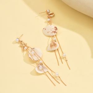 TEMU 새로운 유럽 및 미국 스타일의 산뜻하고 캐주얼한 펜던트 귀걸이 한 쌍. 편안한 분위기와 조개껍데기 및 인조 진주 장식으로 매일 착용하기에 완벽하며 발렌타인데이 또는 어버이날을 위한 특별한 선물로도 좋습니다.