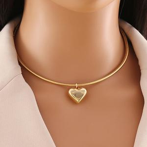 TEMU 세련된 유럽 및 미국 스타일의 로맨틱 하트 모양 디자인, 고급 스테인리스 스틸 내구성 목걸이, 사랑의 하트 펜던트 여성용 초커, 광택 초커, 성격, 우아함, 파티 선물