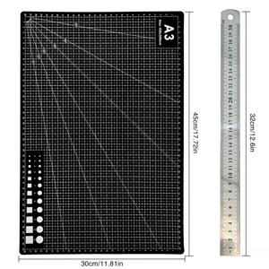 TEMU [2세트] 핸드메이드 선물! 전문가용 커팅 매트 세트: A3 스케일 보드 + 자 | 내마모성, 절단 방지, 간편한 세척, 정밀 측정용 양면 그리드 | 종이 커팅, 패치워크, 점토 작업에 적합
