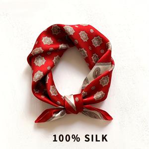 TEMU 100% 실크 스카프, 레드 골드 눈꽃, 빈티지 스타일, 통기성 좋고 가벼움, 봄 여름에 이상적, 해변 휴가, 하이킹, 생일 파티, 사무실, 결혼식, 여성, 남성, 어머니, 자매, 신부 들러리 선물