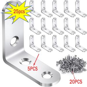 TEMU L자형 브래킷 25/75개입 - 강력한 90° 직각 지지대, 나사 포함, 크기 1.57X1.57인치, 녹 및 부식 방지, 나무 선반, 의자, 테이블, 화장대, 가구 조립, 홈 데코레이션에 적합