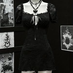 TEMU 섹시 레이스 허리 집어넣는 A라인 드레스 | 스퀘어넥, 단색, 캐주얼 스타일, 성인용으로 완벽