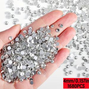 TEMU 2880개/1680개/980개/580개 화이트 도금 하단 3mm-6mm 플랫 백 레진 라인스톤, 주얼리 제작 용품. 주얼리 추가 장식. 네일 아트, 공예 장식. 의류 장식 및 기타 장식