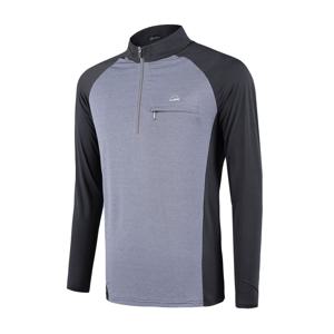 TEMU 남성 봄 가을 배색 멜란지 긴팔 집업 티셔츠 오션블루(M5ST21)