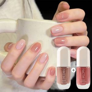 TEMU [ 딸기우유 네일 ] 크리미 누드핑크 펄 램프 없이 자연 건조 네일 폴리시 요거트젤 파스텔 글레이즈드 누드