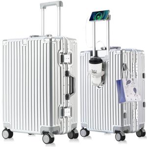 TEMU 【5년AS】 다기능 경량 캐리어 방수 알루미늄 프레임 기내용 360도 저소음 휠 20인치24인치28인치 중대형 하드 여행용 캐리어