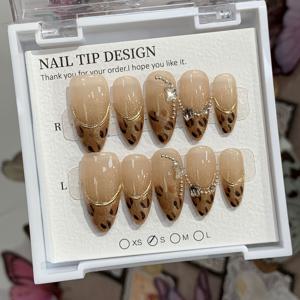 TEMU 가을 겨울 신상 프린트 핸드메이드 프레스온 네일