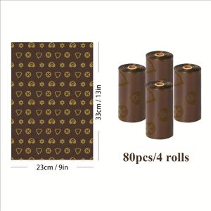 TEMU 80개/4롤 초두꺼운 누수방지 펫 배변봉투 - 귀여운 발자국 디자인의 쉬운 청소 폴리에틸렌 소재, 강아지와 고양이용 - 디스펜서와 호환, 내구성 있는 일회용 펫 배변봉투, 커피향 강아지 배변봉투, 휴대용 청소용 배변봉투