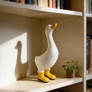 TEMU 레진 거위 조각상 | 실내외, 정원 파티오 & 탁상 장식용 농가풍 피규어, 집들이 및 어버이날 선물로 적합