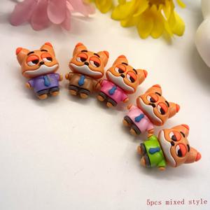 TEMU 5개 오렌지색 여우 소프트 고무 비즈 | 휴대폰 체인 및 펜 펜던트용 수직 구멍 장식 비즈, 휴일 선물 장식용 루즈 비즈 추가