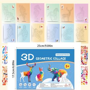 TEMU 스티커 퍼즐 그림책 - 성인을 위한 창의력 및 운동 능력 개발 교육 활동 책, 동물, 모양, 색상 포함 - 생일, 크리스마스, 할로윈을 위한 훌륭한 선물 옵션 - 재사용 불가능한 스티커
