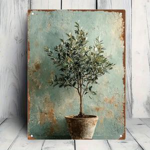 TEMU 1개 빈티지 올리브 나무 벽 장식 - 러스틱 메탈 올리브 가지와 올리브, 벽걸이 또는 스탠딩 식물, 홈, 카페, 맨 케이브, 차고용 - 철제 그린리 장식, 설치, 이상적인 선물