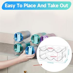 TEMU 싱글 유닛 2 & 3단 물병 홀더 - 주방 팬트리용 쌓을 수 있는 플라스틱 보관 선반. 물병, 텀블러 및 여행용 머그 8-12개 수납 가능, 스탠딩 선반