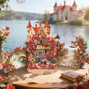 TEMU 3D 팝업 장미성 카드 (봉투 포함), 생동감 넘치는 플로럴 디자인, 생일, 기념일, 결혼식, 부활절, 어버이날, 데이 선물, 약혼, 데코레이션에 완벽