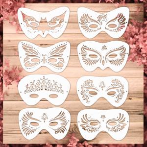 TEMU 8pcs 얼굴 스텐실 키트, 7.84.7인치 재사용 가능한 대형 얼굴 페인트 스텐실, 세탁 가능한 메이크업 플라스틱 스텐실 얼굴 페인팅 페스티벌 할로윈 메이크업, 문신 스텐실, DIY 페인팅 예술 공예