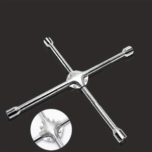 TEMU 14인치 헤비 듀티 범용 루그 렌치 (4방향 십자 디자인), 17mm, 19mm, 21mm, 23mm 표준 소켓 포함 (자동차 타이어 수리용)