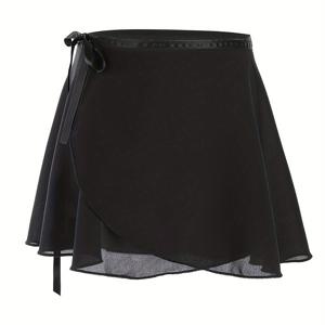 TEMU 여성 발레 댄스 스커트, 블랙 & 핑크 쉬폰 원피스 트레이닝 반바지 스커트, 댄스 연습에 완벽