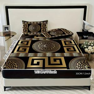 TEMU 유럽식 라운드 피트 시트 세트 3개: 피트 시트 1개와 베개커버 2개. 디지털 프린팅 공정. 100% 폴리에스터. 폴리에스터 원단. 베개커버는 내부 충전재 미포함. 빈티지 스타일. 부드럽고 피부에 친화적인 감촉. 통기성 원단. 사계절용 침구. 세탁기 사용 가능