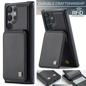 TEMU 갤럭시 S21 플러스 케이스, S22 울트라 RFID 차단 케이스, S23 FE 2카드-4카드 삽입 케이스, S24 플러스 S25 울트라 S25 상하단 잠금 케이스, 듀얼 마그네틱 잠금 조절형 스탠드 멀티펑셔널 폰 보호대, 지갑형 케이스