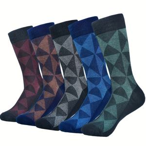 TEMU 남성용 드레스 양말 5켤레, 남성용 고품질 대나무 섬유 양말, 사계절에 적합한 캐주얼 비즈니스 양말