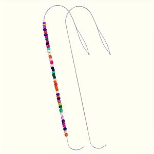 TEMU 클레이 비드 니들 씨드 비드 니들 3세대 대형 아이 커브드 비딩 니들, 스테인리스 스틸 비즈 스피너 니들 팔찌 목걸이 제작용 (니들) 2개 세트