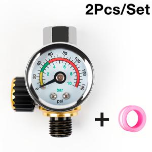 TEMU 2개-1 공기압 조절기 & 원료 테이프 1개, 공기 소모 압력 게이지, HVLP 페인트 스프레이 건용 조절식 공기 흐름 제어 밸브, G1/4 범용 커넥터, 자동차 페인팅 공압 자동차 스프레이 건 액세서리에 적합