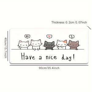 TEMU 고양이 패턴 디자인의 오버사이즈 게이밍 마우스 패드, 고무 베이스, 직사각형 미끄럼 방지 테이블 매트, 정밀한 가장자리, 세탁 가능, 미끄럼 방지 E-스포츠 컴퓨터 마우스 패드