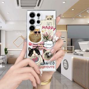 TEMU 새로운 신문 고양이 패턴 전화 케이스 삼성 갤럭시 S24 S24 + S24 울트라 S23 S23 + S23 울트라 S22 울트라 S22 + S21 S21 + S21 FE S20 S20 + S20 울트라 S20 FE S10 S10 + S10E S9 S8 노트 8 20 울트라 투명 낙상 방지 충격 방지 보호 커버