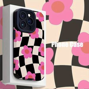 TEMU 아이폰 16 프로 맥스, 아이폰 15 프로 맥스/14/16 플러스/15/13 프로/12/11/7/21 프로/X/Xr/Xs 맥스용 TPU 케이스에 적합한 흰색과 검은색 체크무늬가 있는 귀여운 패턴. 비즈니스 스타일의 드롭 보호를 제공하며, 수직 줄무늬가 있는 TPU 및 합성 가죽으로 제작되어 스타일리시한 디자인을 제공합니다.