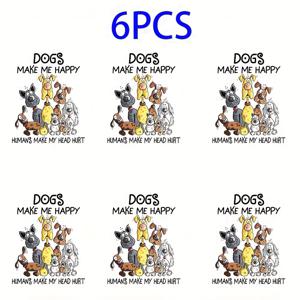 TEMU 6개 팩 재밌고 풍자적인 강아지 UV DTF 전사 전사 용지 리비 유리 컵용 - DIY 랩, 방수, 접착제, 쉽게 적용 - 유리 제품, 병 및 공예품에 적합하며 생일, 휴일, 크리스마스, 새해, 데이에 적합