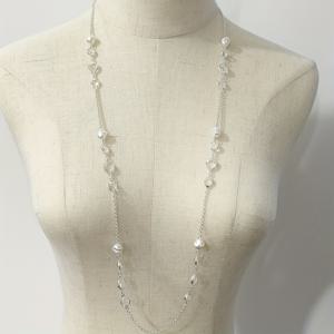 TEMU 1 불규칙한 모조 진주 엣지 아크릴 목걸이, 레트로 중동 패션, 우아한 성격, 다용도 기하학적 입체적인 섹시한 스타일 긴 목걸이 스웨터 체인, 데일리, 휴일, 여행 및 휴가 착용