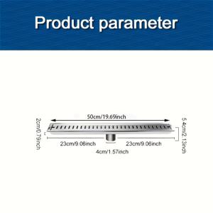 TEMU 긴 바닥 배수구 1개, SUS304 재질의 스테인리스 스틸 변기 배수구, 대용량용 두꺼운 디자인, 호텔 샤워실에 적합한 냄새 방지 디자인, 실내 엔지니어링용 직사각형 스트립 배수구